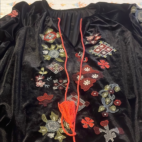 Zara Black Embellished Puff Sleeve Blouse - Picture 2 of 8